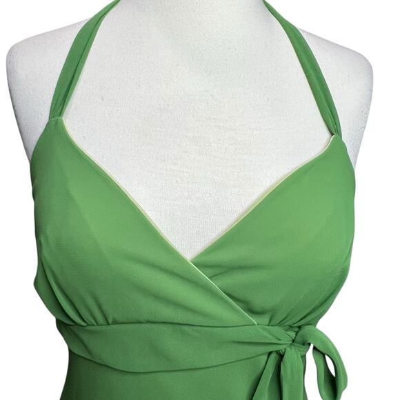 Trixxi Y2K Halter Dress Size XS Green Asymmetrical Hem Forest Fairy Whimsical - Picture 3 of 14